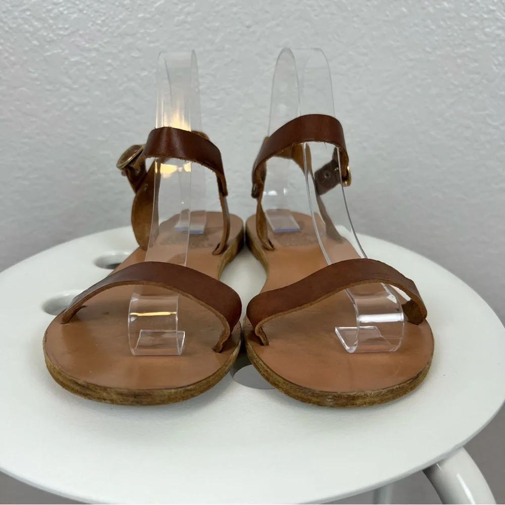 Ancient Greek Sandals Brown Drama Leather Strap Shoes Womens Size 7 WORN - Picture 3 of 10